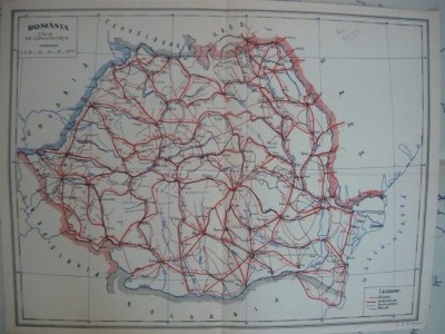 Harta - Romania - caile de comunicatie - 1946 foto