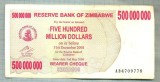 A1579BANCNOTA-ZIMBABWE-500 000 000 DOLLARS-2008-SERIA4709778-starea care se vede