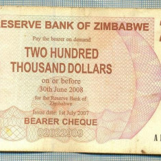 A1561 BANCNOTA-ZIMBABWE- 200 000 -2007-SERIA 5267079-starea care se vede