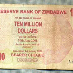 A1590 BANCNOTA-ZIMBABWE-10 000 000 DOLLARS-2008-SERIA9527961-starea care se vede