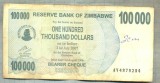 A1657 BANCNOTA-ZIMBABWE- 100 000 DOLLARS -2006-SERIA 4878254-starea care se vede