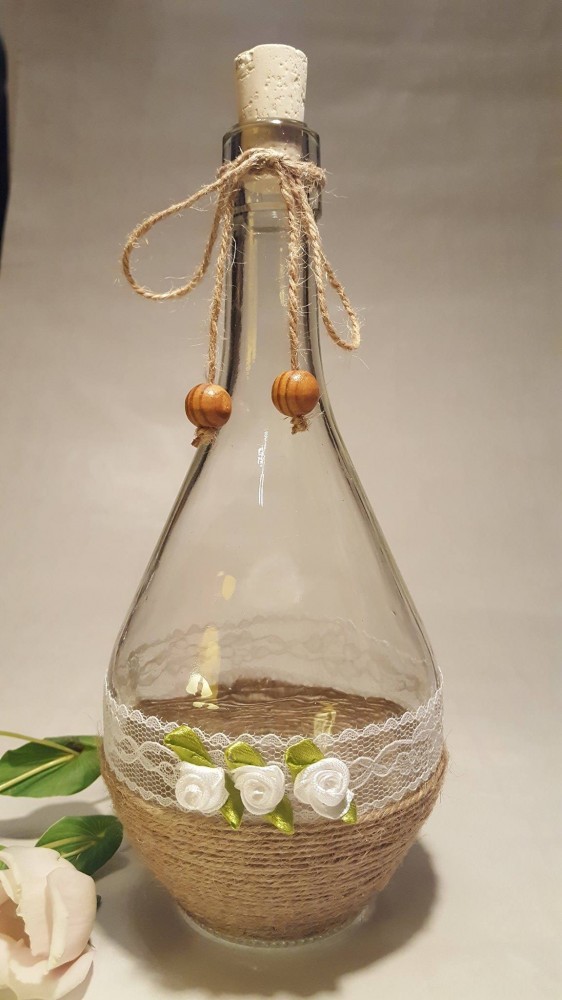 Sticle rustice decorate manual cu dantela , masa Craciun, nunta ...