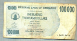 A1667 BANCNOTA-ZIMBABWE- 100 000 DOLLARS -2006-SERIA 6818618-starea care se vede