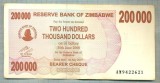 A1676 BANCNOTA-ZIMBABWE- 200 000 DOLLARS -2007-SERIA 9422621-starea care se vede