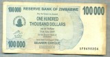 A1632 BANCNOTA-ZIMBABWE- 100 000 DOLLARS -2006-SERIA 8698354-starea care se vede