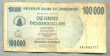 A1656 BANCNOTA-ZIMBABWE- 100 000 DOLLARS -2006-SERIA 1053777-starea care se vede