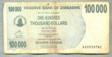 A1661 BANCNOTA-ZIMBABWE- 100 000 DOLLARS -2006-SERIA 0920761-starea care se vede