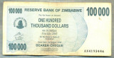 A1660 BANCNOTA-ZIMBABWE- 100 000 DOLLARS -2006-SERIA 4193446-starea care se vede