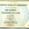 A1660 BANCNOTA-ZIMBABWE- 100 000 DOLLARS -2006-SERIA 4193446-starea care se vede