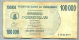 A1638 BANCNOTA-ZIMBABWE- 100 000 DOLLARS -2006-SERIA 8265901-starea care se vede