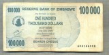 A1618 BANCNOTA-ZIMBABWE- 100 000 DOLLARS -2006-SERIA 2136008-starea care se vede