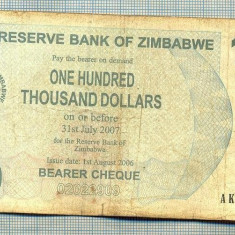 A1674 BANCNOTA-ZIMBABWE- 100 000 DOLLARS -2006-SERIA 8513593-starea care se vede