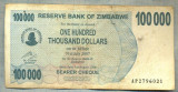 A1631 BANCNOTA-ZIMBABWE- 100 000 DOLLARS -2006-SERIA 2796021-starea care se vede