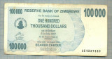 A1626 BANCNOTA-ZIMBABWE- 100 000 DOLLARS -2006-SERIA 4537440-starea care se vede