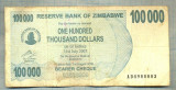 A1601 BANCNOTA-ZIMBABWE- 100 000 DOLLARS -2006-SERIA 4988883-starea care se vede