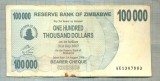 A1641 BANCNOTA-ZIMBABWE- 100 000 DOLLARS -2006-SERIA 1307883-starea care se vede