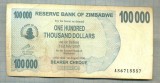 A1617 BANCNOTA-ZIMBABWE- 100 000 DOLLARS -2006-SERIA 6715557-starea care se vede