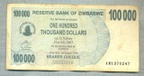 A1635 BANCNOTA-ZIMBABWE- 100 000 DOLLARS -2006-SERIA 1370247-starea care se vede