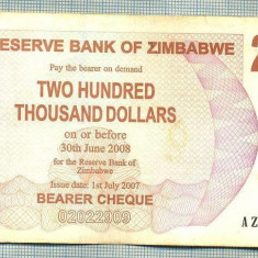 A1682 BANCNOTA-ZIMBABWE- 200 000 DOLLARS -2007-SERIA 7253206-starea care se vede