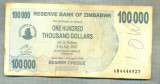 A1619 BANCNOTA-ZIMBABWE- 100 000 DOLLARS -2006-SERIA 4440927-starea care se vede