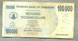 A1619 BANCNOTA-ZIMBABWE- 100 000 DOLLARS -2006-SERIA 4440927-starea care se vede