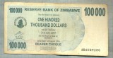 A1625 BANCNOTA-ZIMBABWE- 100 000 DOLLARS -2006-SERIA 6039280-starea care se vede