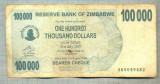 A1606 BANCNOTA-ZIMBABWE- 100 000 DOLLARS -2006-SERIA 0049482-starea care se vede