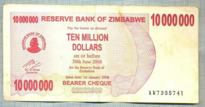 A1702 BANCNOTA-ZIMBABWE-10 000 000 DOLLARS-2008-SERIA7355741-starea care se vede foto