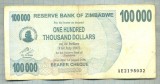 A1664 BANCNOTA-ZIMBABWE- 100 000 DOLLARS -2006-SERIA 2195032-starea care se vede