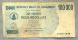 A1640 BANCNOTA-ZIMBABWE- 100 000 DOLLARS -2006-SERIA 2976806-starea care se vede