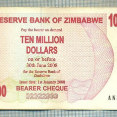 A1704 BANCNOTA-ZIMBABWE-10 000 000 DOLLARS-2008-SERIA8080561-starea care se vede