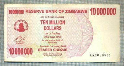 A1704 BANCNOTA-ZIMBABWE-10 000 000 DOLLARS-2008-SERIA8080561-starea care se vede foto