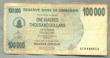 A1646 BANCNOTA-ZIMBABWE- 100 000 DOLLARS -2006-SERIA 0448914-starea care se vede