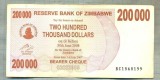 A1681 BANCNOTA-ZIMBABWE- 200 000 DOLLARS -2007-SERIA 1868199-starea care se vede