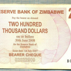A1681 BANCNOTA-ZIMBABWE- 200 000 DOLLARS -2007-SERIA 1868199-starea care se vede