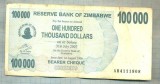 A1666 BANCNOTA-ZIMBABWE- 100 000 DOLLARS -2006-SERIA 4111808-starea care se vede