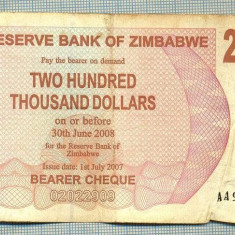 A1700 BANCNOTA-ZIMBABWE- 200 000 DOLLARS -2007-SERIA 9149479-starea care se vede