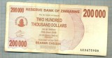 A1698 BANCNOTA-ZIMBABWE- 200 000 DOLLARS -2007-SERIA 3475958-starea care se vede