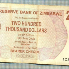 A1698 BANCNOTA-ZIMBABWE- 200 000 DOLLARS -2007-SERIA 3475958-starea care se vede