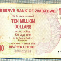 A1701 BANCNOTA-ZIMBABWE-10 000 000 DOLLARS-2008-SERIA7577358-starea care se vede