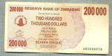 A1694 BANCNOTA-ZIMBABWE- 200 000 DOLLARS -2007-SERIA 2034975-starea care se vede