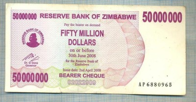 A1705 BANCNOTA-ZIMBABWE-50 000 000 DOLLARS-2008-SERIA6880965-starea care se vede foto