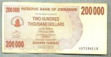 A1683 BANCNOTA-ZIMBABWE- 200 000 DOLLARS -2007-SERIA 7154115-starea care se vede