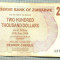 A1683 BANCNOTA-ZIMBABWE- 200 000 DOLLARS -2007-SERIA 7154115-starea care se vede