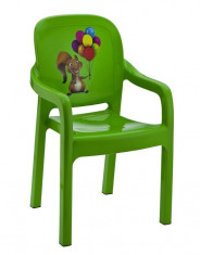 Scaun cu brate pentru copii din masa plastica culoare verde Raki foto