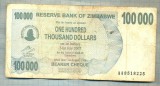 A1628 BANCNOTA-ZIMBABWE- 100 000 DOLLARS -2006-SERIA 8518225-starea care se vede