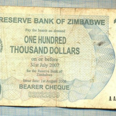 A1628 BANCNOTA-ZIMBABWE- 100 000 DOLLARS -2006-SERIA 8518225-starea care se vede