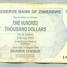 A1655 BANCNOTA-ZIMBABWE- 100 000 DOLLARS -2006-SERIA 8440957-starea care se vede