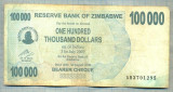 A1673 BANCNOTA-ZIMBABWE- 100 000 DOLLARS -2006-SERIA 3701295-starea care se vede