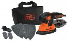 Masina de slefuit multifunctionala+placa slefuire pentru deget + 9 accesorii, in cutie de metal Black &amp;amp;amp; Decker KA2000AT foto